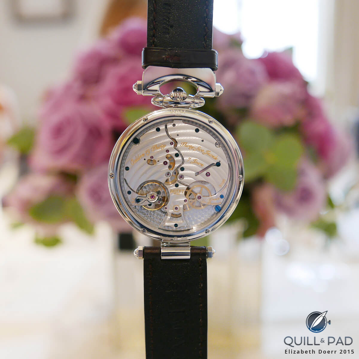 View through the display back of the Bovet 19Thirty