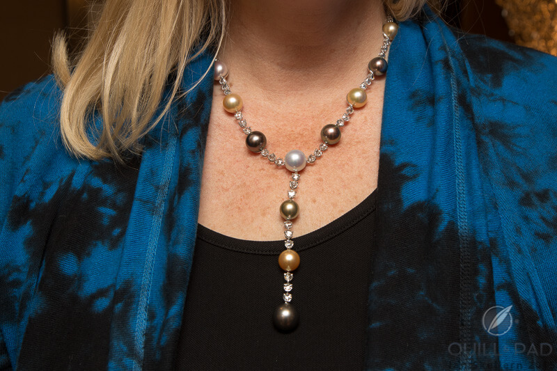 The diamond-and-pearl necklace I wore to the 2015 Grand Prix d’Horlogerie de Genève with my day clothes at the Chopard boutique