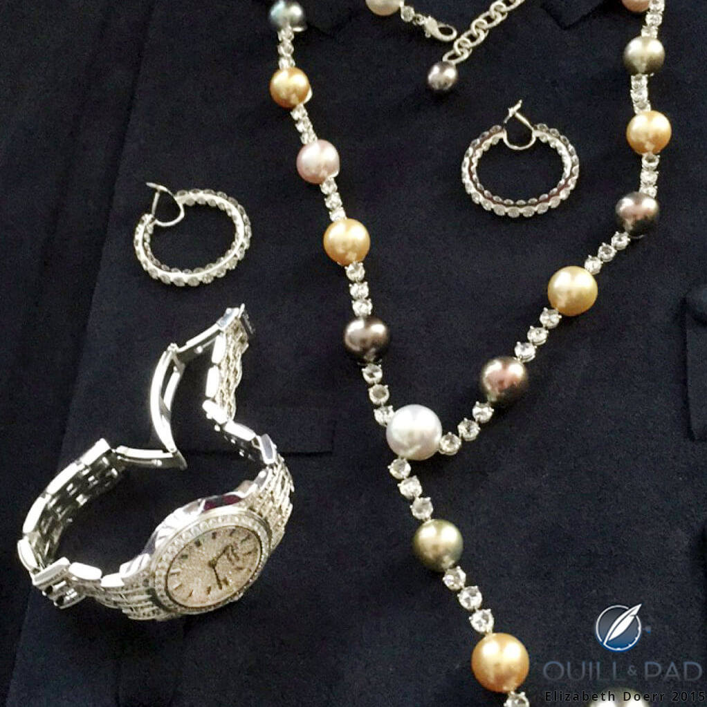 All three borrowed pieces of Chopard jewelry, ready to go to the 2015 Grand Prix d’Horlogerie de Genève
