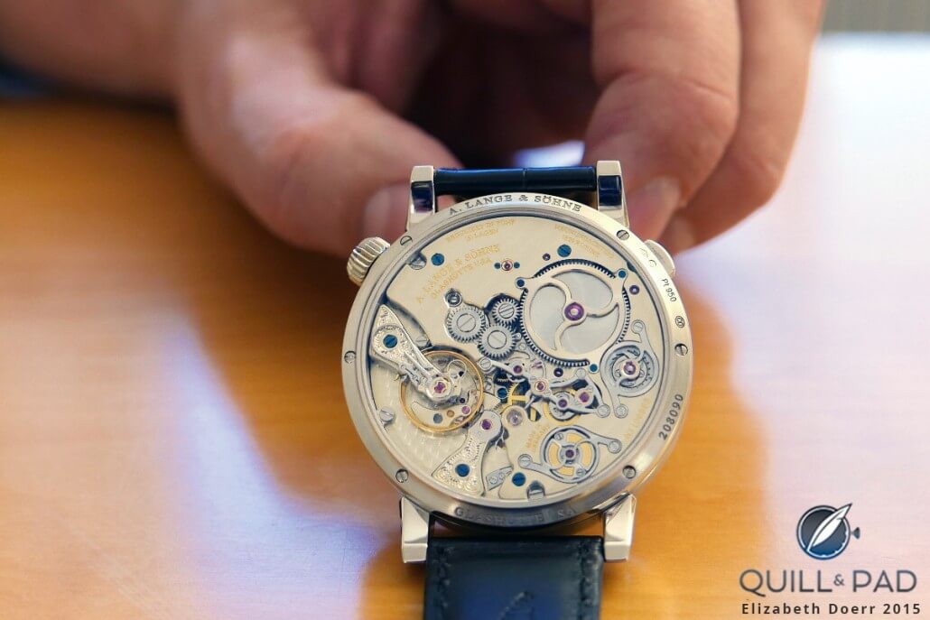 View through the display back of the A. Lange & Söhne Zeitwerk Minute Repeater