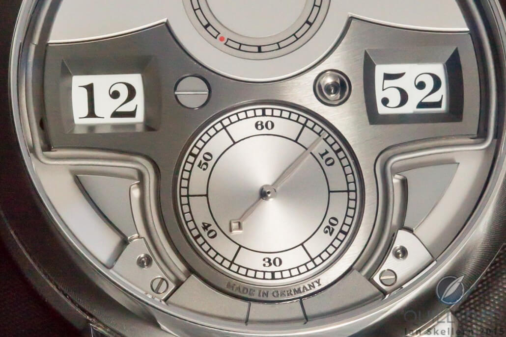 A close look at the dial of the A. Lange & Söhne Zeitwerk Minute Repeater