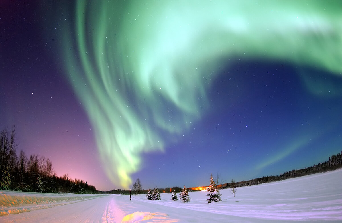 Aurora Borealis seen in Germany, note how bright the scenery looks for a dark night