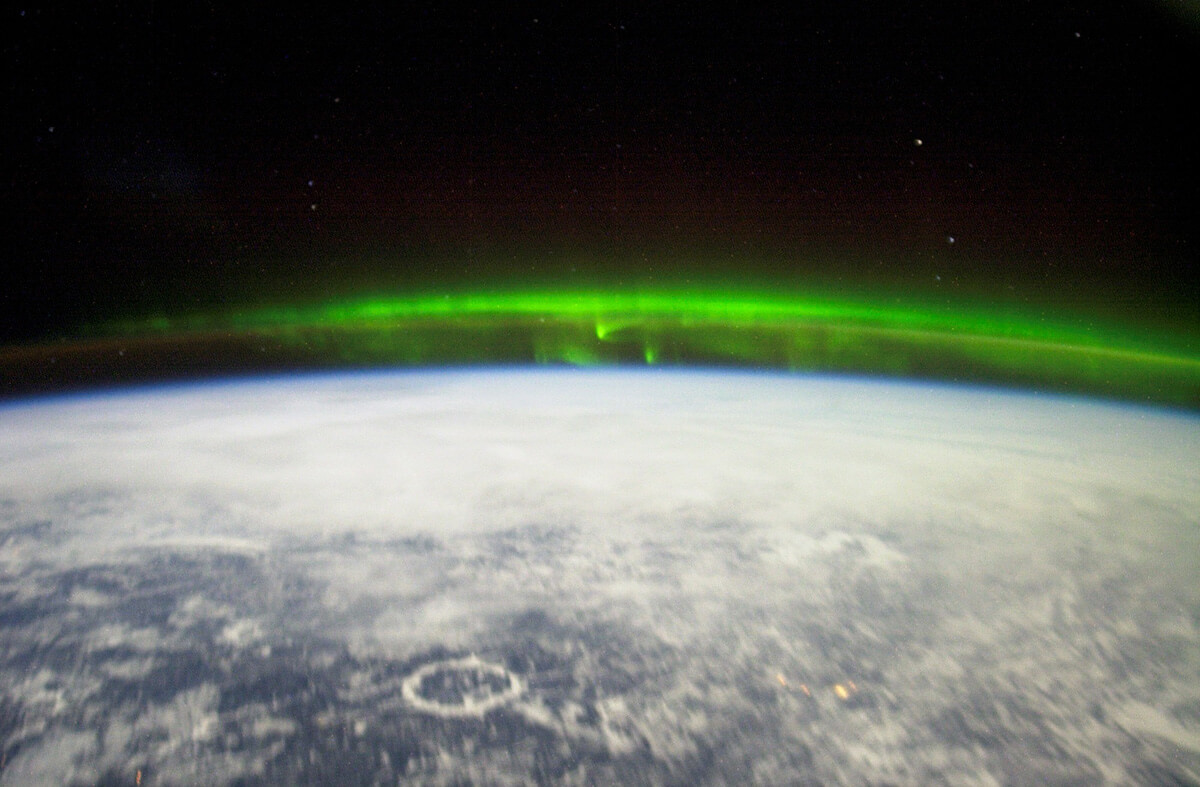 The aurora borealis as seen from the ISS/International Space Station