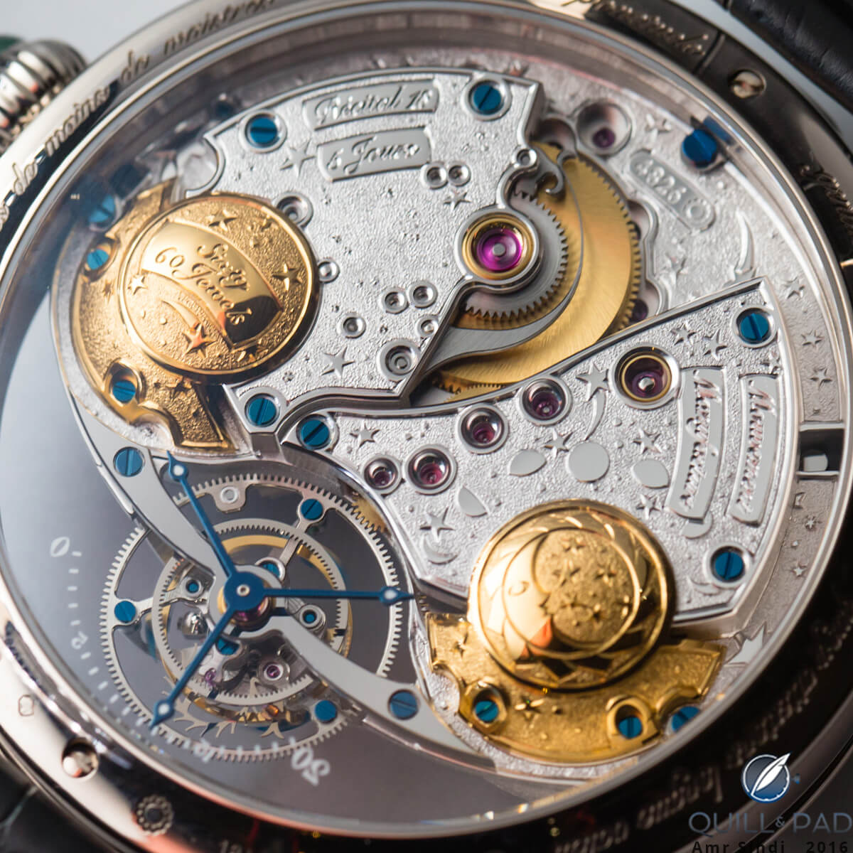 Even the back side of the Bovet Récital 18 Shooting Star features handcrafted celestial themes