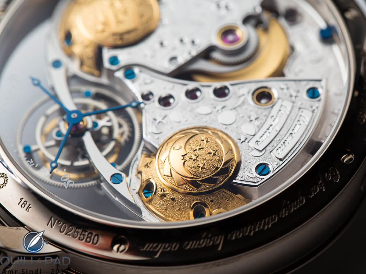 Intricately engraved celestial details on the Bovet Récital 18 Shooting Star