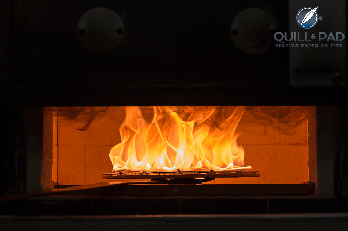 Firing dials for the Slim d’Hermès Email Grand Feu (photo courtesy Sandro Campardo)