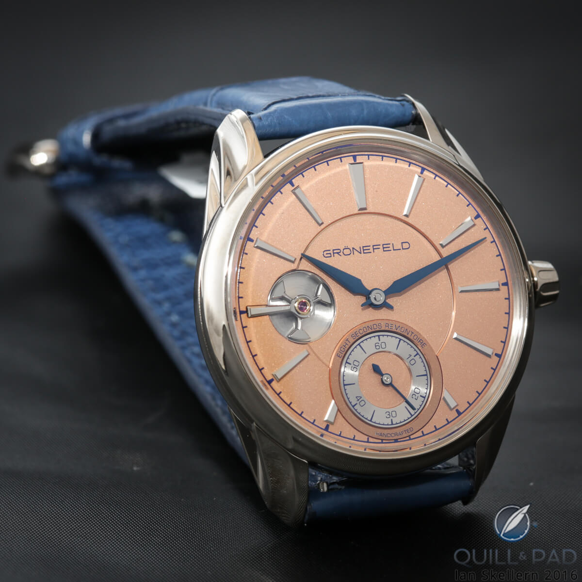 Grönefeld 1941 Remontoire in white gold with orange solid silver dial