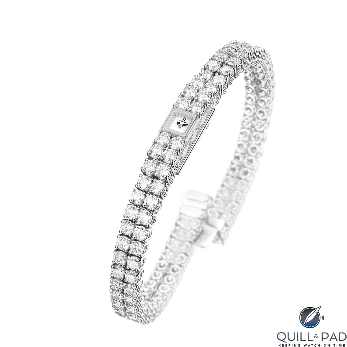 The unique piece Jaeger-LeCoultre diamond-set white gold bracelet watch powered by Caliber 101 for Queen Elizabeth II's Diamond Jubilee