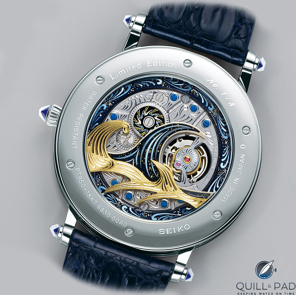 View through the display back of the Seiko Credor Fugaku Tourbillon