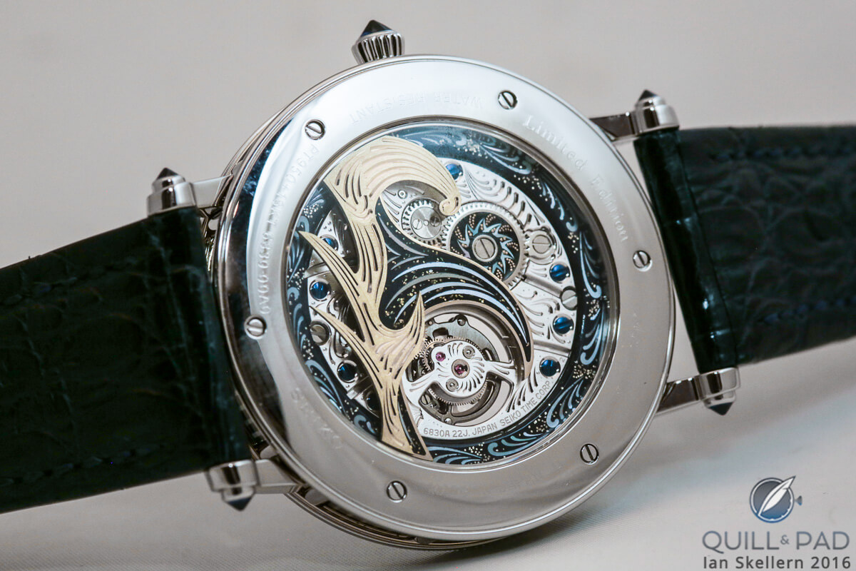 The enchanting back of the Seiko Credor Fugaku Tourbillon