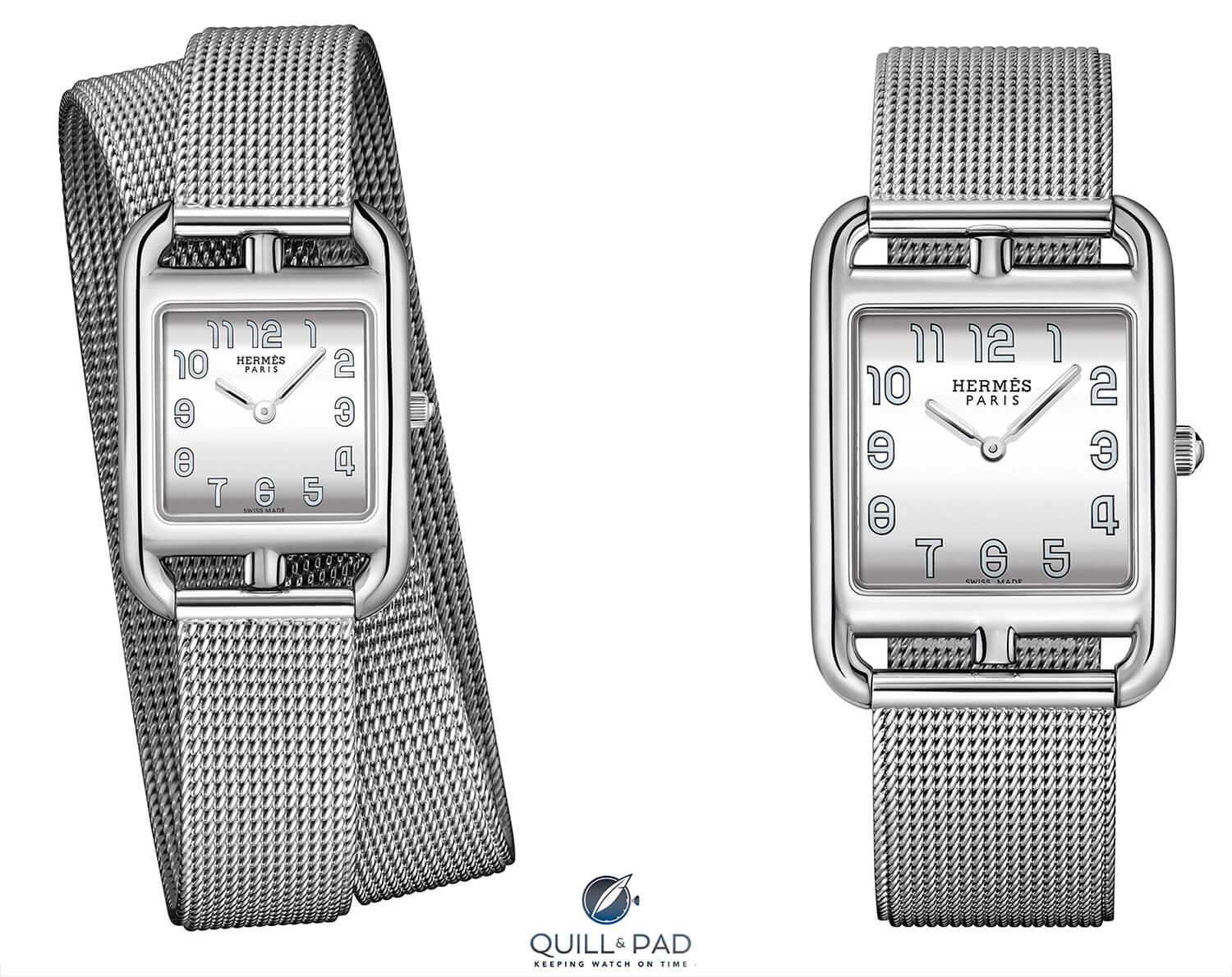 Hermès Cape Cod Milanese S Double Wrap (left) and Cape Cod Milanese GM Single Wrap