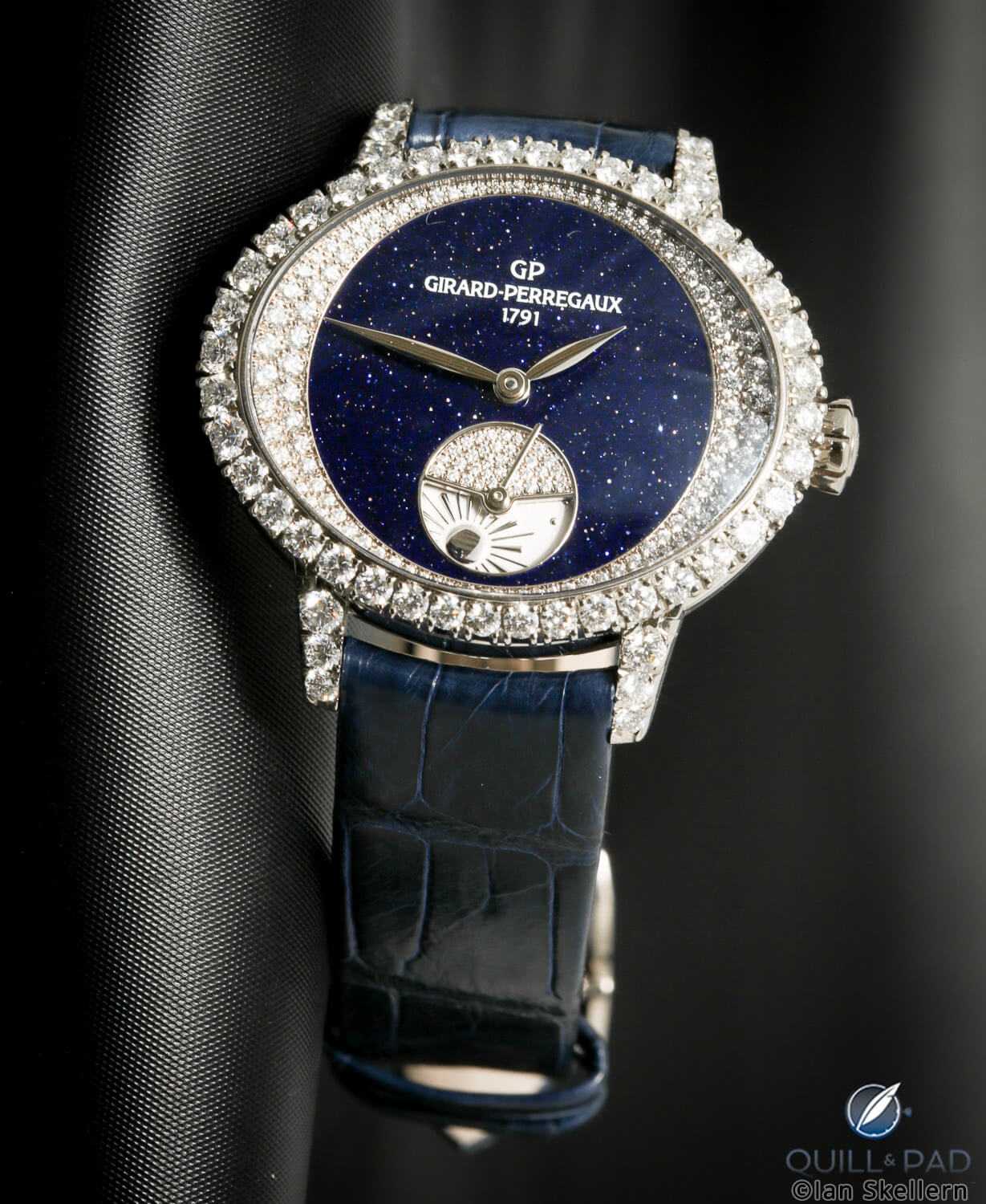 Diamond-set Girard-Perregaux Cat's Eye with aventurine dial