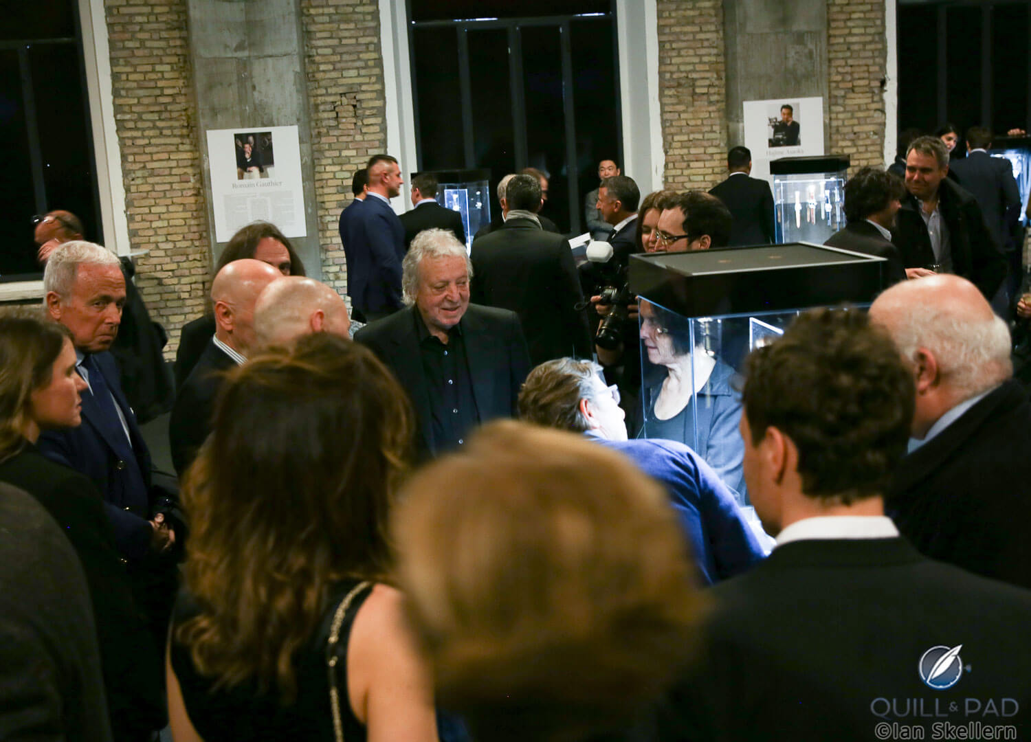 Mr. Daniel Roth (center) and his Jean Daniel Nicola Two-Minute Tourbillon attracting attention at the opening of the