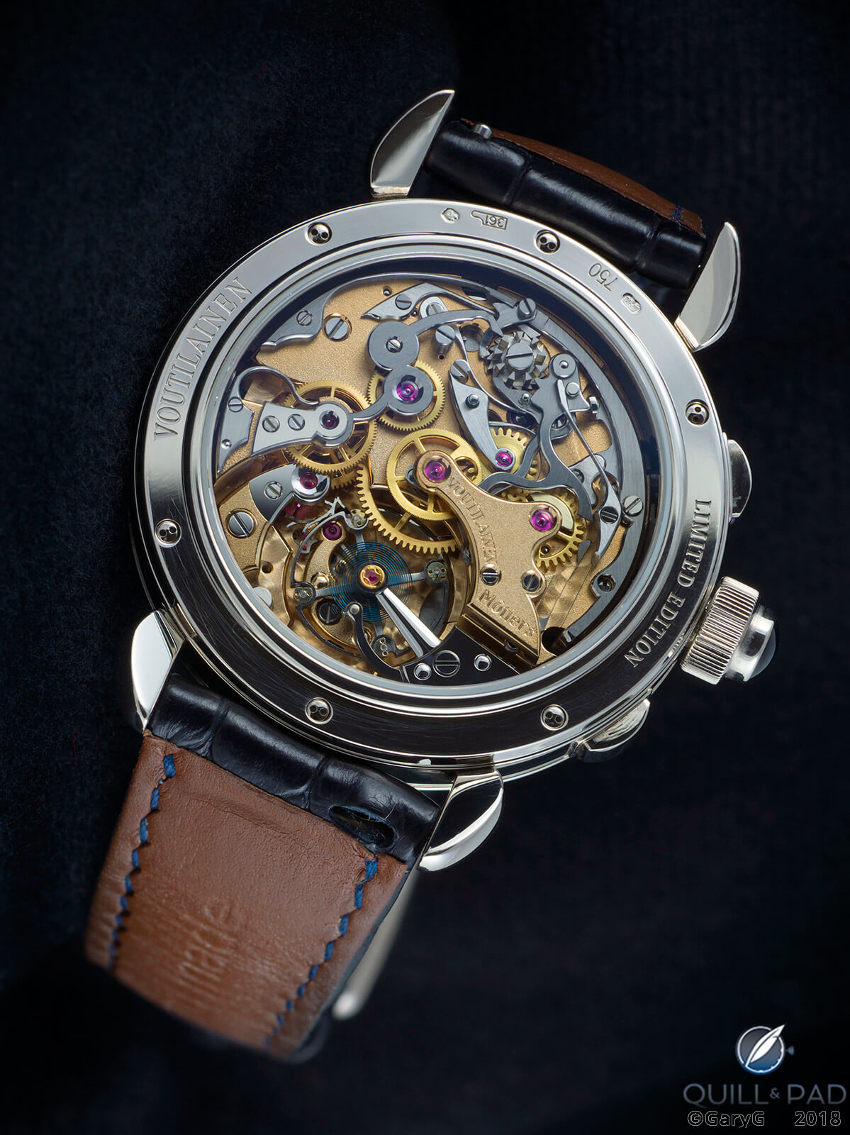 Movement view, Voutilainen Masterpiece Chronograph II in white gold